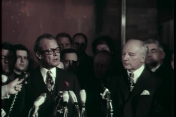 Fotoausschnitt aus der Deutschlandspiegel-Sendung vom 29. November 1972 zur Bundestagswahl.
