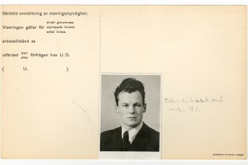 Kopie des schwedischen Presseausweises von Willy Brandt.